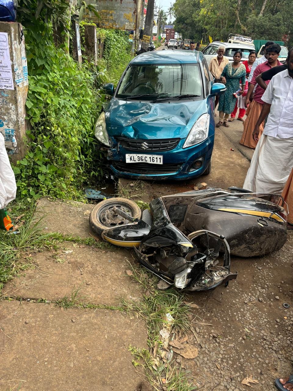 A scooter rider died after being hit by a car at Vaikkam.